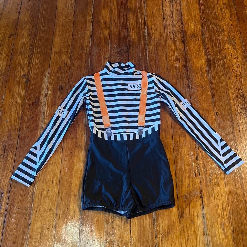 Striped Black and White Kids Dance Costume